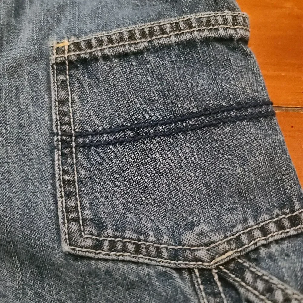 OshKosh B'Gosh Vestbak Denim Carpenter Overalls 24M Blue USA Snap Vintage